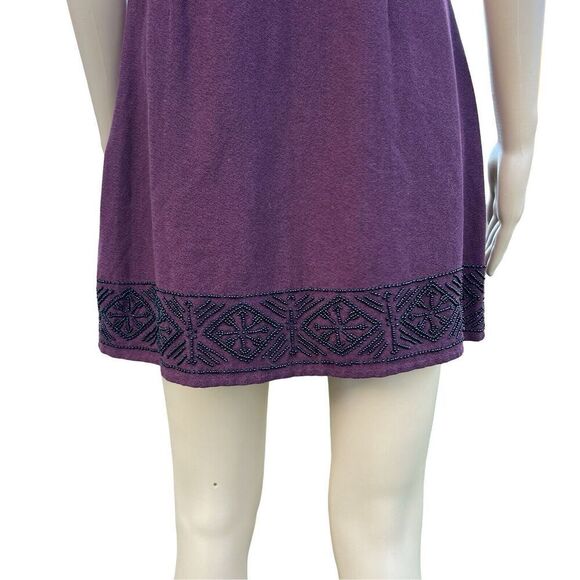 Abercrombie & Fitch Dress Women's Small Maroon Beaded Aztec Sleeveless Tie Neck - Picture 9 of 16
